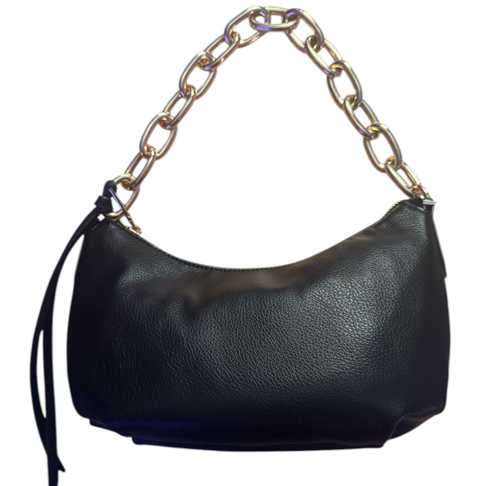 Urban Expressions Black Shoulder Bag with Gold Chain Handle
